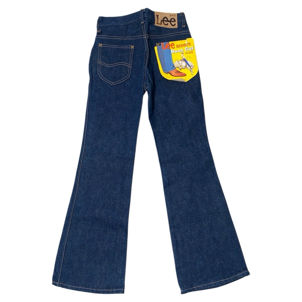 NWT Vintage Lee Bootcut Flare Denim Jeans 25"x27" Talon Zipper Dark Wash